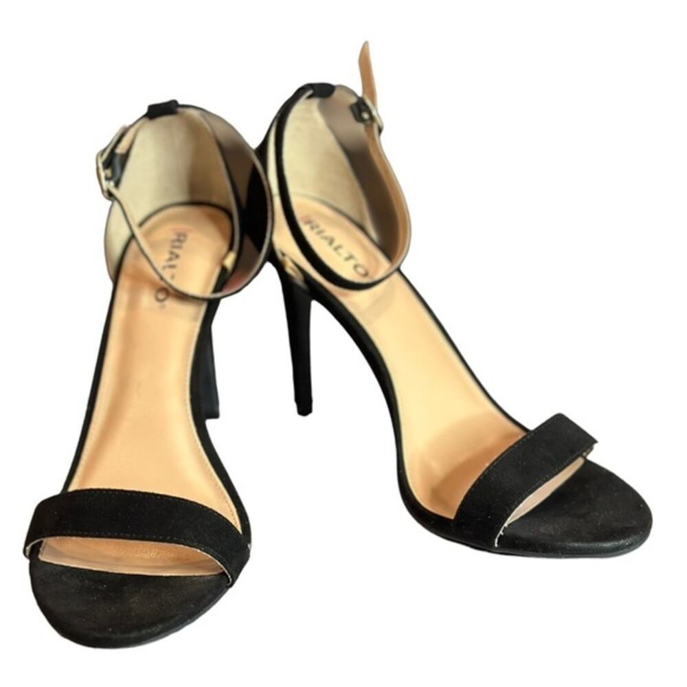 Rialto Revere black faux‎ suede ankle strap single toe strap stiletto size 7.5 - Picture 8 of 9